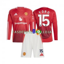 Camisola 1º Equipamento Manchester United Leny Yoro 15 2024-2025 Manga Comprida ,Criança