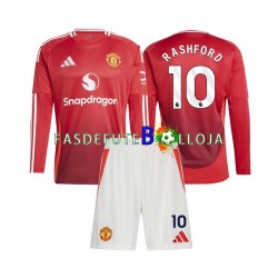 Camisola 1º Equipamento Manchester United Marcus Rashford 10 2024-2025 Manga Comprida ,Criança