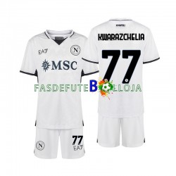 Camisola 2º Equipamento Napoli Khvicha Kvaratskhelia 77 2024-2025 Manga Curta ,Criança