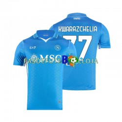Camisola 1º Equipamento Napoli Khvicha Kvaratskhelia 77 2024-2025 Manga Curta ,Homem