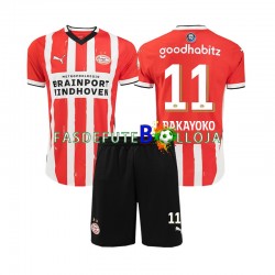 Camisola 1º Equipamento PSV Eindhoven Johan Bakayoko 11 2024-2025 Manga Curta ,Criança
