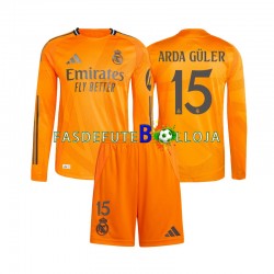 Camisola 2º Equipamento Real Madrid Arda Guler 15 2024-2025 Manga Comprida ,Criança