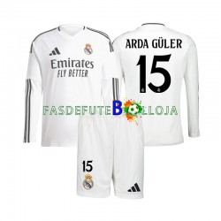 Camisola 1º Equipamento Real Madrid Arda Guler 15 2024-2025 Manga Comprida ,Criança