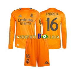 Camisola 2º Equipamento Real Madrid Endrick 16 2024-2025 Manga Comprida ,Criança