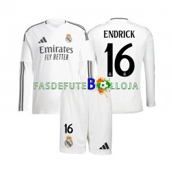 Camisola 1º Equipamento Real Madrid Endrick 16 2024-2025 Manga Comprida ,Criança