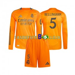 Camisola 2º Equipamento Real Madrid Jude Bellingham 5 2024-2025 Manga Comprida ,Criança