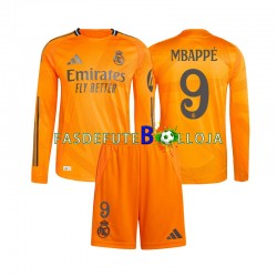 Camisola 2º Equipamento Real Madrid Mbappé Kylian 9 2024-2025 Manga Comprida ,Criança