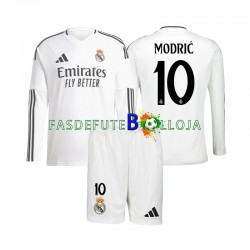 Camisola 1º Equipamento Real Madrid Modrić Luka 10 2024-2025 Manga Comprida ,Criança