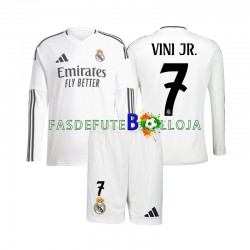 Camisola 1º Equipamento Real Madrid Vinicius Junior 7 2024-2025 Manga Comprida ,Criança