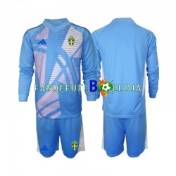 Camisola Guarda-redes 2º Equipamento Seleção Sueca Azul 2024 Manga Comprida ,Criança