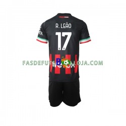 Camisola 1º Equipamento AC Milan Rafael Leao 17 2022-2023 Manga Curta ,Criança