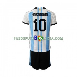 Camisola 1º Equipamento Seleção Argentina Maradona 10 World Cup 2022 Manga Curta ,Criança