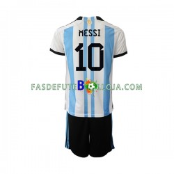 Camisola 1º Equipamento Seleção Argentina Messi 10 World Cup 2022 Manga Curta ,Criança