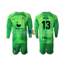 Camisola Guarda-redes 1º Equipamento Atlético Madrid Jan Oblak 13 2022-2023 Manga Comprida ,Criança