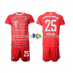 Camisola 1º Equipamento Bayern de Munique Muller 25 2022-2023 Manga Curta ,Criança
