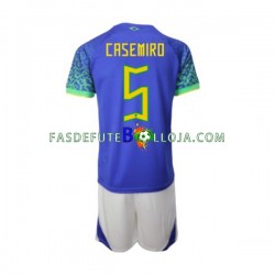 Camisola 2º Equipamento Seleção Brasileira Casemiro 5 World Cup 2022 Manga Curta ,Criança