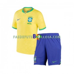 Camisola 1º Equipamento Seleção Brasileira World Cup 2022 Manga Curta ,Criança