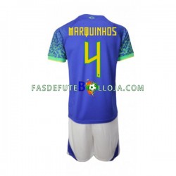 Camisola 2º Equipamento Seleção Brasileira Marquinhos 4 World Cup 2022 Manga Curta ,Criança