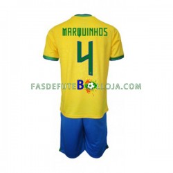 Camisola 1º Equipamento Seleção Brasileira Marquinhos 4 World Cup 2022 Manga Curta ,Criança