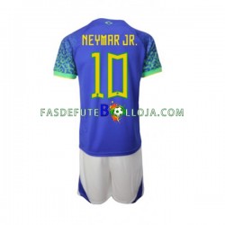 Camisola 2º Equipamento Seleção Brasileira Neymar JR 10 World Cup 2022 Manga Curta ,Criança