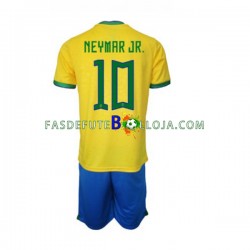 Camisola 1º Equipamento Seleção Brasileira Neymar JR 10 World Cup 2022 Manga Curta ,Criança