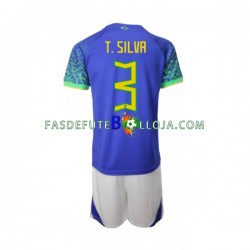 Camisola 2º Equipamento Seleção Brasileira Thiago Silva 3 World Cup 2022 Manga Curta ,Criança