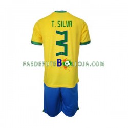 Camisola 1º Equipamento Seleção Brasileira Thiago Silva 3 World Cup 2022 Manga Curta ,Criança