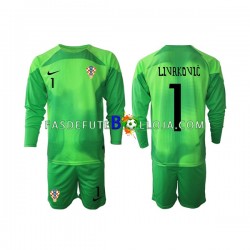Camisola Guarda-redes 2º Equipamento Seleção Croata Livakovic 1 World Cup 2022 Manga Comprida ,Criança