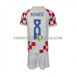 Camisola 1º Equipamento Seleção Croata Kovacic 8 World Cup 2022 Manga Curta ,Criança