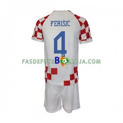 Camisola 1º Equipamento Seleção Croata Perisic 4 World Cup 2022 Manga Curta ,Criança