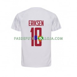 Camisola 2º Equipamento Seleção Dinamarquesa Christian Eriksen 10 World Cup 2022 Manga Curta ,Homem