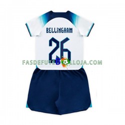 Camisola 1º Equipamento Seleção Inglesa Bellingham 26 World Cup 2022 Manga Curta ,Criança