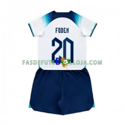 Camisola 1º Equipamento Seleção Inglesa Foden 20 World Cup 2022 Manga Curta ,Criança