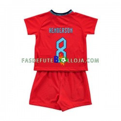 Camisola 2º Equipamento Seleção Inglesa Henderson 8 World Cup 2022 Manga Curta ,Criança