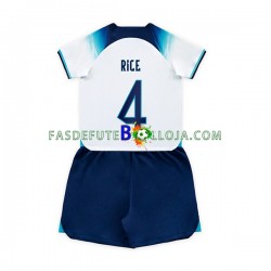 Camisola 1º Equipamento Seleção Inglesa Rice 4 World Cup 2022 Manga Curta ,Criança