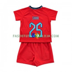 Camisola 2º Equipamento Seleção Inglesa Saka 25 World Cup 2022 Manga Curta ,Criança