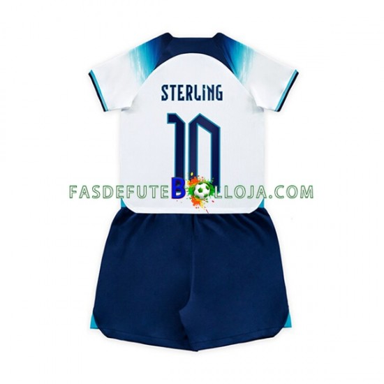 Camisola 1º Equipamento Seleção Inglesa Sterling 10 World Cup 2022 Manga Curta ,Criança