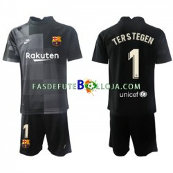 Camisola Guarda-redes 2º Equipamento FC Barcelona Ter Stegen 1 2021-2022 Manga Curta ,Criança