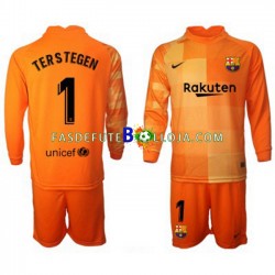 Camisola Guarda-redes 1º Equipamento FC Barcelona Ter Stegen 1 2021-2022 Manga Comprida ,Criança