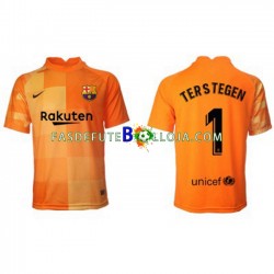 Camisola Guarda-redes 1º Equipamento FC Barcelona Ter Stegen 1 2021-2022 Manga Curta ,Homem