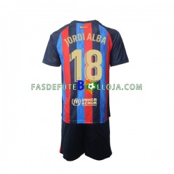 Camisola 1º Equipamento FC Barcelona Jordi Alba 18 2022-2023 Manga Curta ,Criança