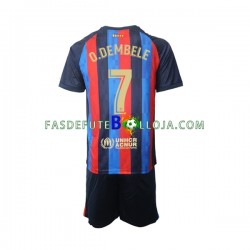 Camisola 1º Equipamento FC Barcelona Ousmane Dembele 7 2022-2023 Manga Curta ,Criança