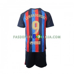 Camisola 1º Equipamento FC Barcelona Robert Lewandowski 9 2022-2023 Manga Curta ,Criança