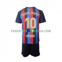 Camisola 1º Equipamento FC Barcelona Ronaldinho 10 2022-2023 Manga Curta ,Criança
