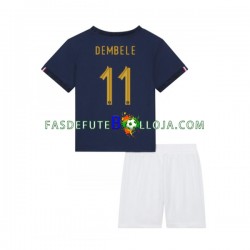 Camisola 1º Equipamento Seleção Francesa Dembele 11 World Cup 2022 Manga Curta ,Criança