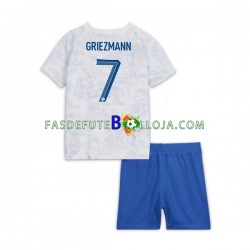 Camisola 2º Equipamento Seleção Francesa Griezmann 7 World Cup 2022 Manga Curta ,Criança
