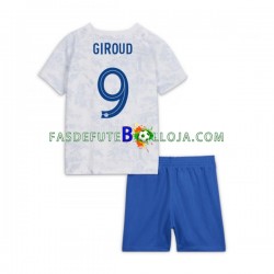 Camisola 2º Equipamento Seleção Francesa Olivier Giroud 9 World Cup 2022 Manga Curta ,Criança