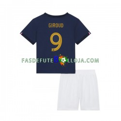 Camisola 1º Equipamento Seleção Francesa Olivier Giroud 9 World Cup 2022 Manga Curta ,Criança