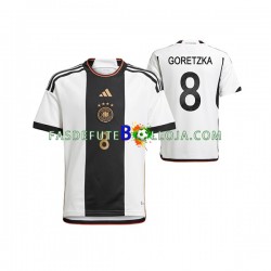 Camisola 1º Equipamento Seleção Alemã Leon Goretzka 8 World Cup 2022 Manga Curta ,Homem