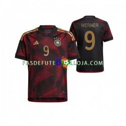 Camisola 2º Equipamento Seleção Alemã Timo Werner 9 World Cup 2022 Manga Curta ,Homem
